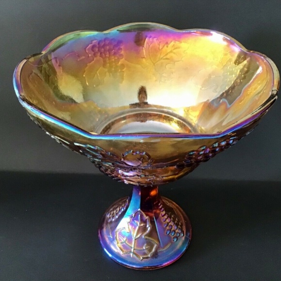 GRAPE & CABLE CARNIVAL GLASS - Picture 2 of 8